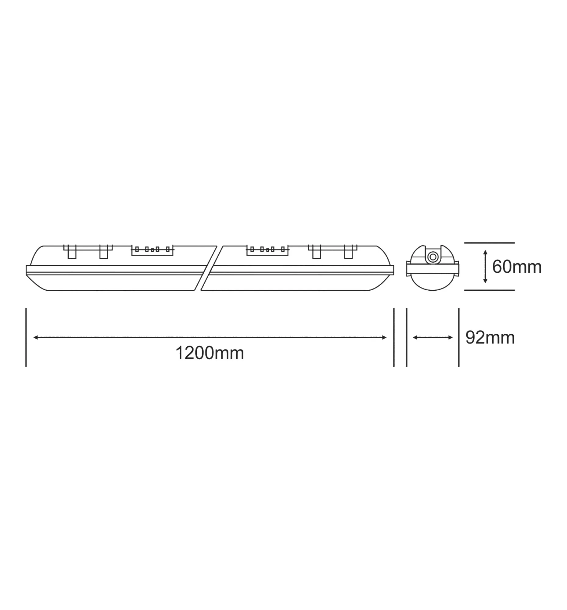 2270420065/S  Linesta X2 Supervision,1.2m, Twin 48W LED,Cool White,6500K,5750lm,130°,Inc. Driver,3yrs Warranty,IP65- with SENSOR